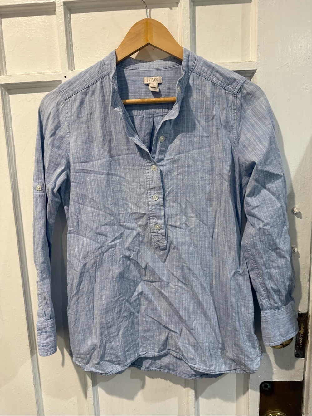 J. Crew Light Blue Striped Women's Casual Button-Down Shirt